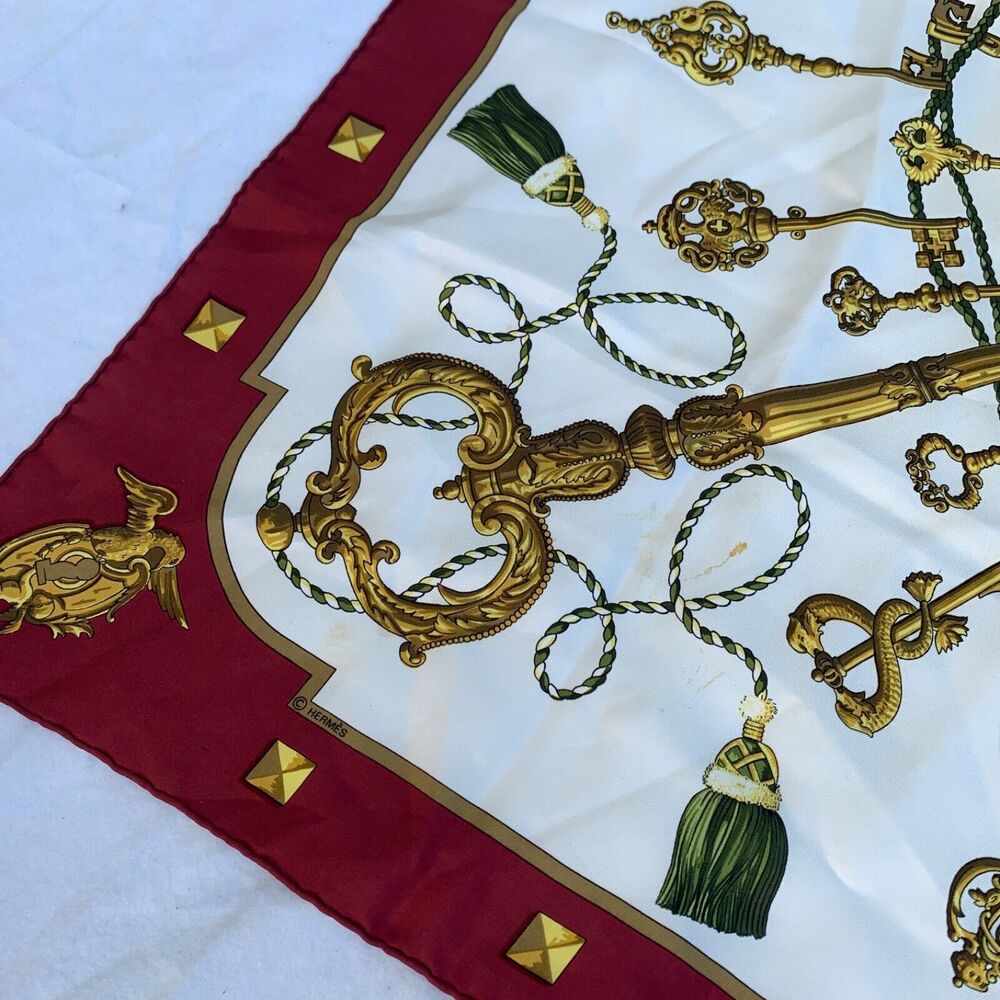 Vintage HERMÈS Keys Les Cles 100% Silk Square Scarf Womens 34” - Picture 3 of 9
